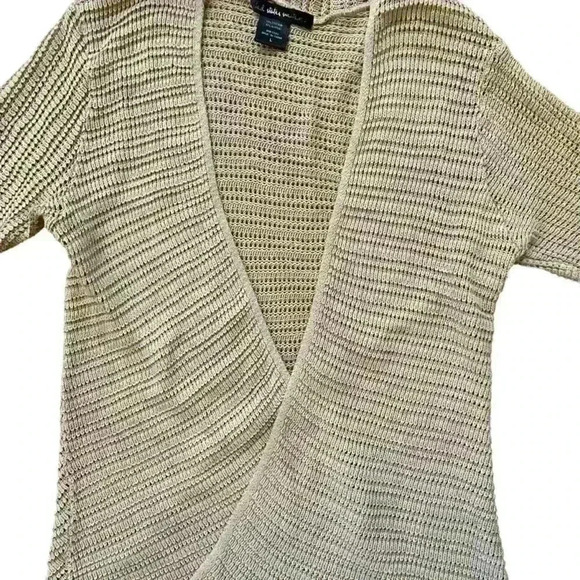 Altar’d State Open Crocheted Cardigan Size L Tan Boho Lightweight Hippie Flowy - Picture 8 of 12